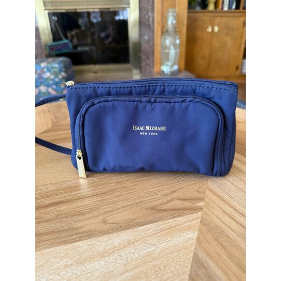 Isaac Mizrahi Handbags - ISAAC MIZRAHI Blue Nylon Double Pocket Cosmetic Organizer